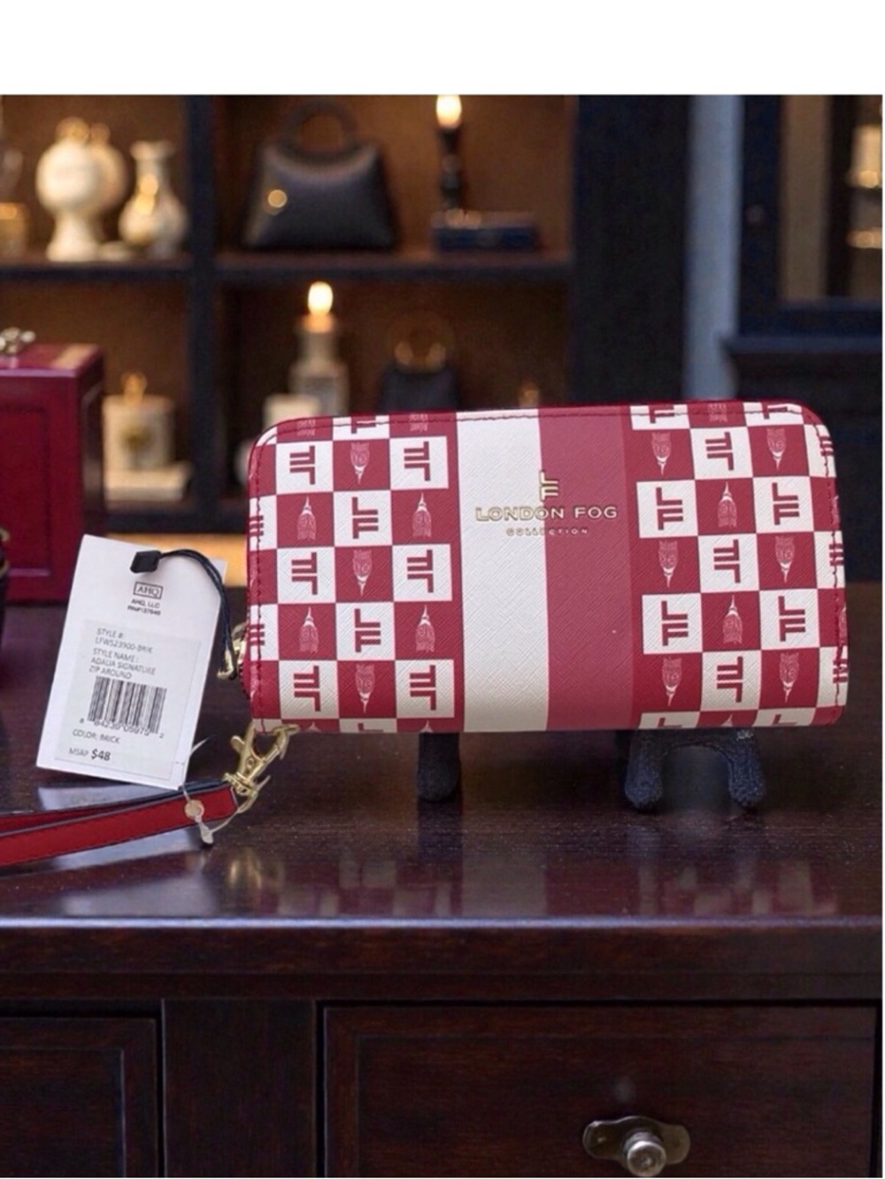 London Fog Ada Signature Zip Around Wallet (Brick Red) NWT - Picture 10 of 10